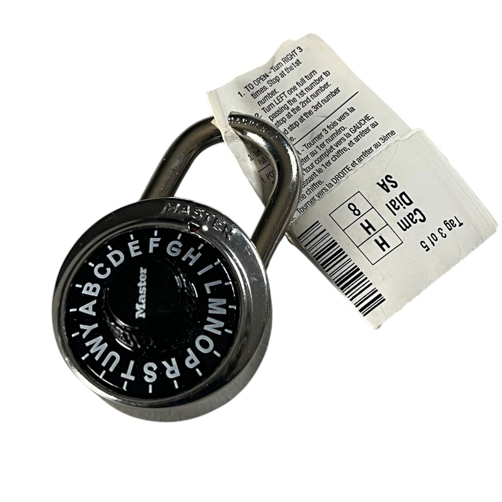 Master Lock Combination Padlock Silver Letter Dial School Gym Locker Security